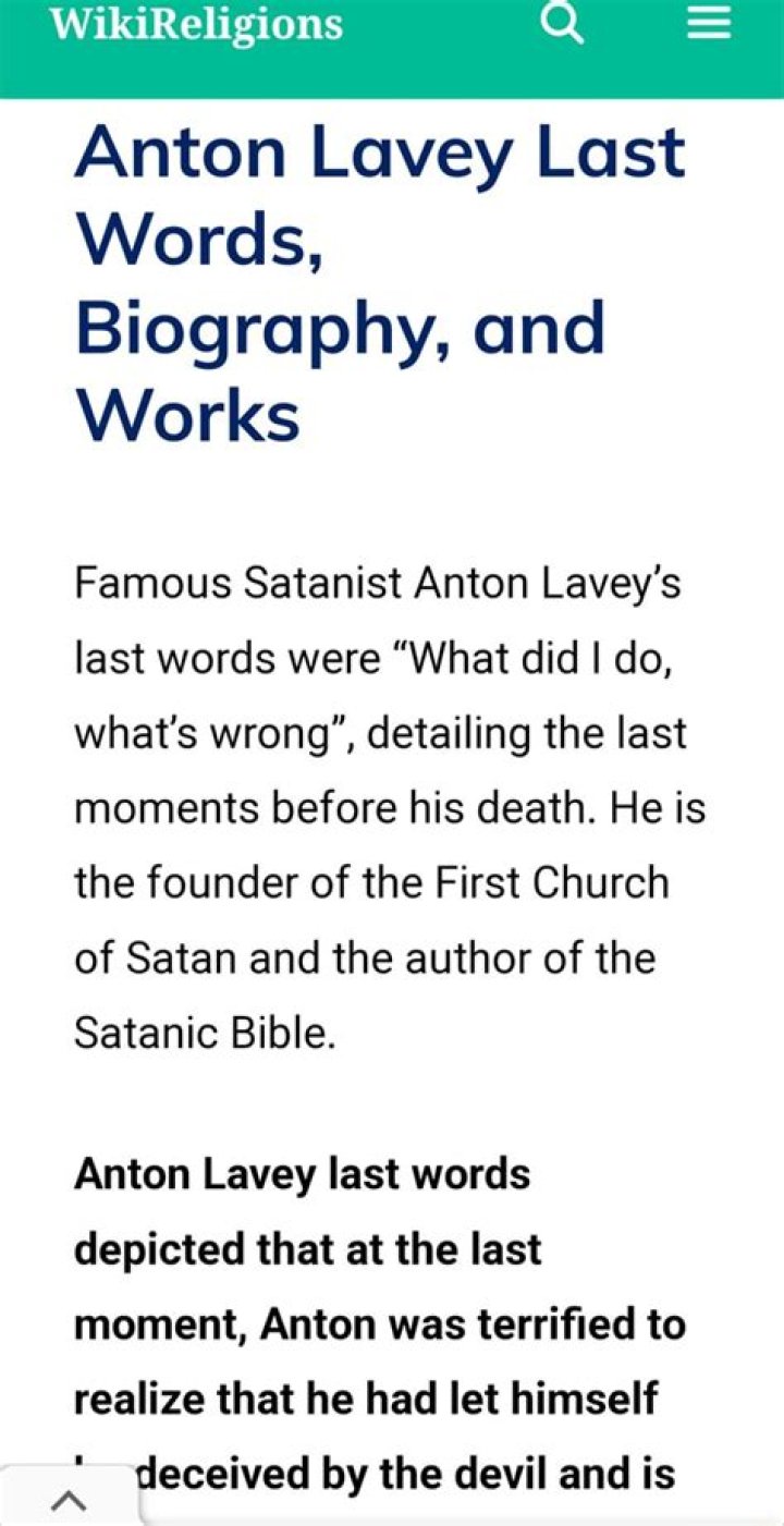 Anton LaVey's Last Words: A Deep Dive into the Legacy of the Father of Modern Satanism