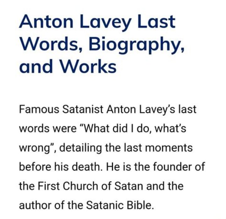 Anton Szandor Lavey's Last Words: A Deep Dive into the Legacy of the Founder of the Church of Satan