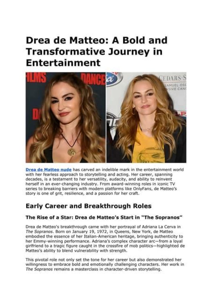 Drea de Matteo: A Journey Through Fame and Talent